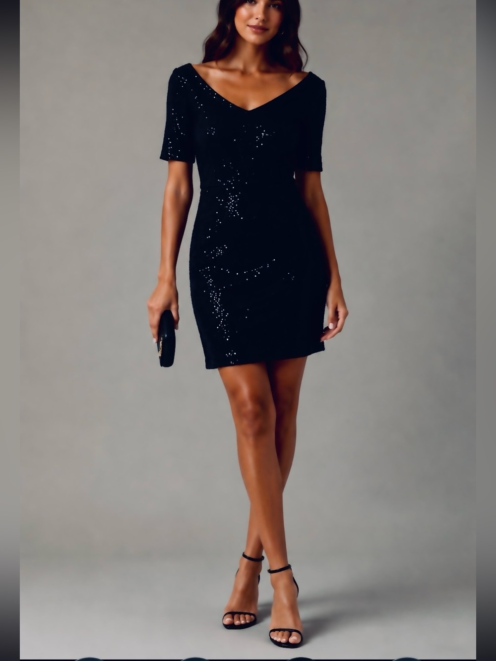 BANANA REPUBLIC Wool Blend Black Sequin Cocktail Dress Size 0